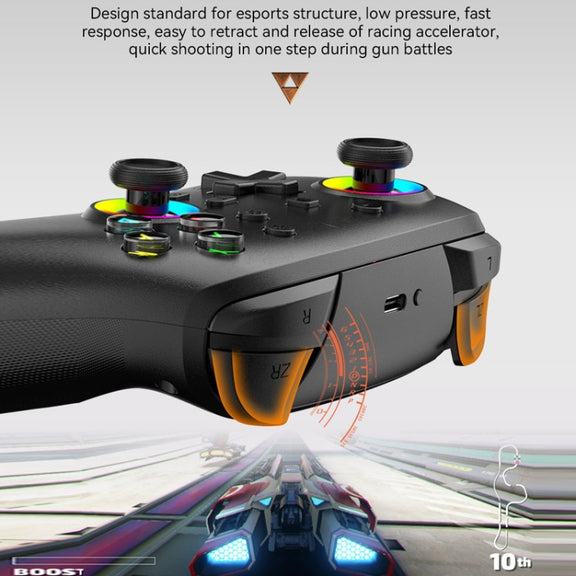 Wireless Bluetooth Somatosensory Vibration Gamepad for Nintendo Switch/Switch PRO, Color: Black Gold