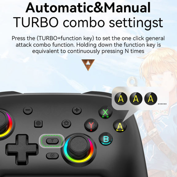 Wireless Bluetooth Somatosensory Vibration Gamepad for Nintendo Switch/Switch PRO, Color: Black Gold