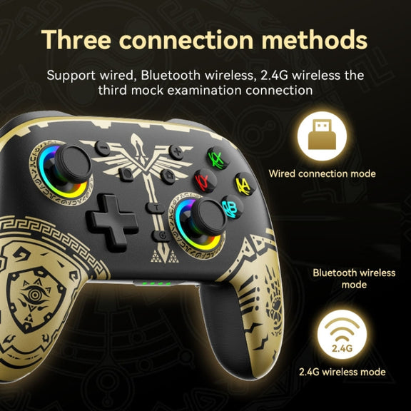 Wireless Bluetooth Somatosensory Vibration Gamepad for Nintendo Switch/Switch PRO, Color: Black Gold