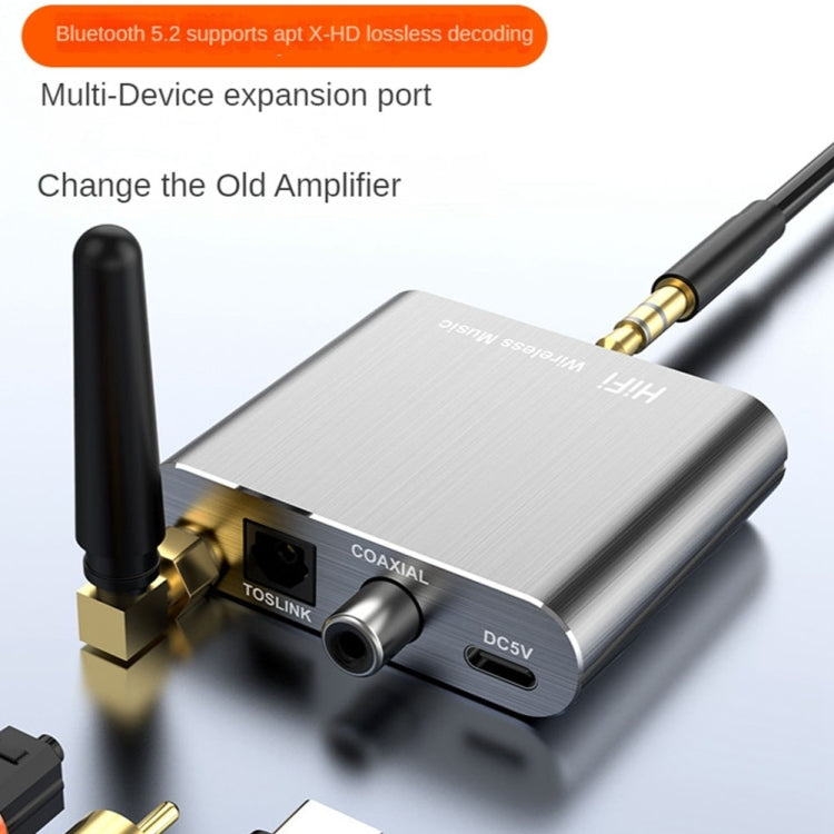 Bluetooth 5.2 Audio Receiver 3.5MM AUX Coaxial Fiber APTX HD Bluetooth Adapter - Audio Receiver Transmitter by PMC TechLife | Online Shopping South Africa | PMC TechLife