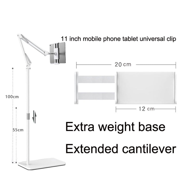 175cm Mobile Phone Tablet Live Broadcast Bedside Lifting Bracket Telescopic Cantilever Model (White) - Lazy Bracket by PMC TechLife | Online Shopping South Africa | PMC TechLife