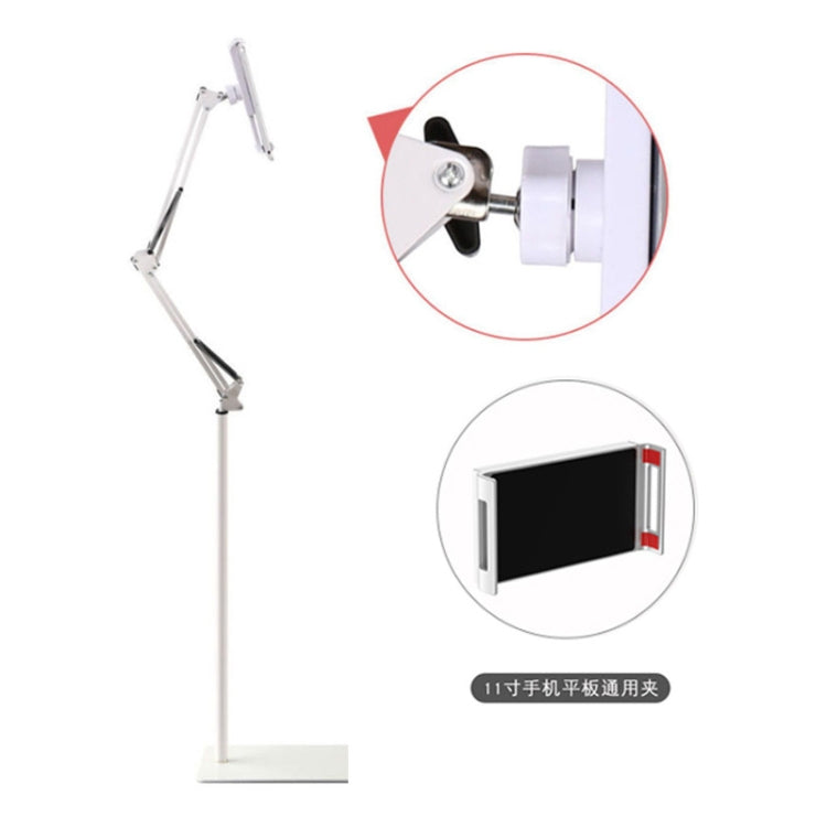 175cm Mobile Phone Tablet Live Broadcast Bedside Lifting Bracket Cantilever Floor Model (White) - Lazy Bracket by PMC TechLife | Online Shopping South Africa | PMC TechLife