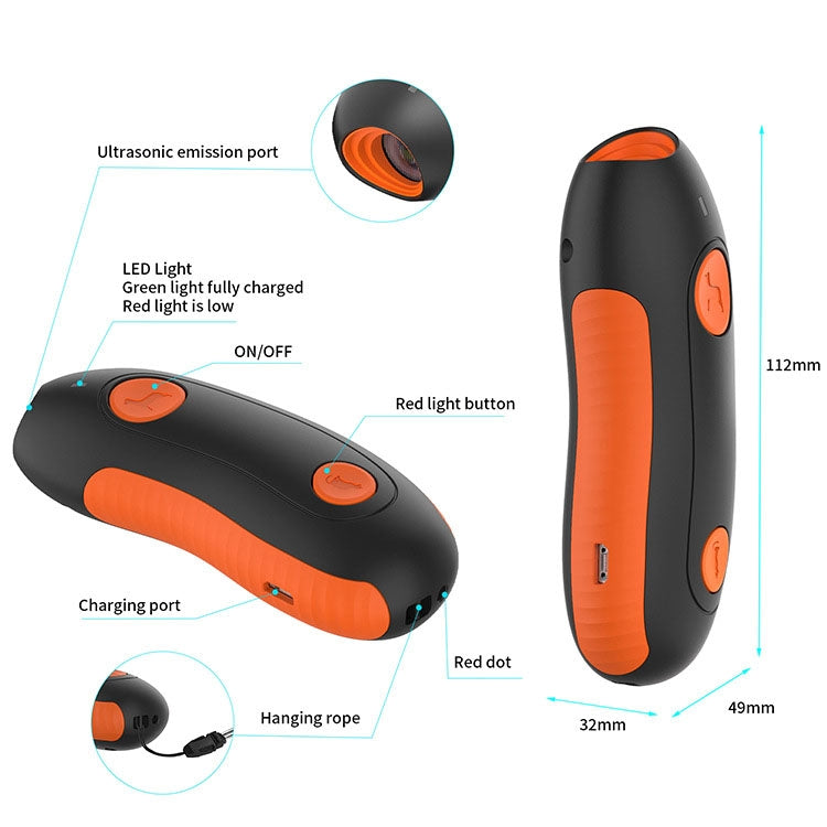 Ultrasonic Pet Trainer Handheld Sonic Dog Repeller Portable Electronic Dog Trainer(Orange) - Training Aids by PMC TechLife | Online Shopping South Africa | PMC TechLife | Buy Now Pay Later Mobicred