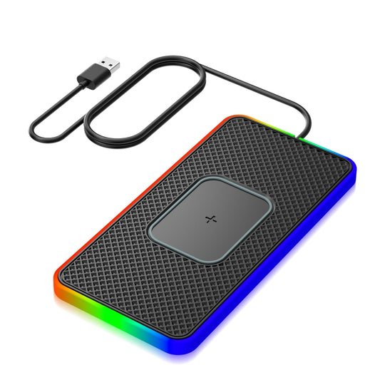 2 In 1 15W Car Mobile Phone Wireless Charger Non-slip Mat with Colorful Light USB Cable 1m - free shipping - PMC Jewellery - Order now!