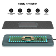 2 In 1 15W Car Mobile Phone Wireless Charger Non-slip Mat with Colorful Light USB Cable 1m