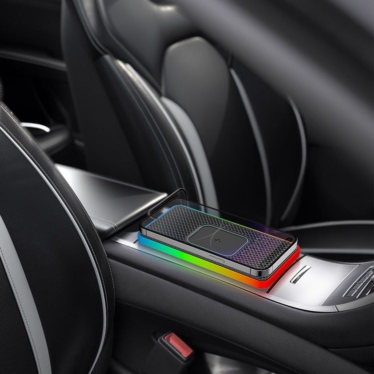 2 In 1 15W Car Mobile Phone Wireless Charger Non-slip Mat with Colorful Light USB Cable 1m - free shipping - PMC TechLife - Order now!