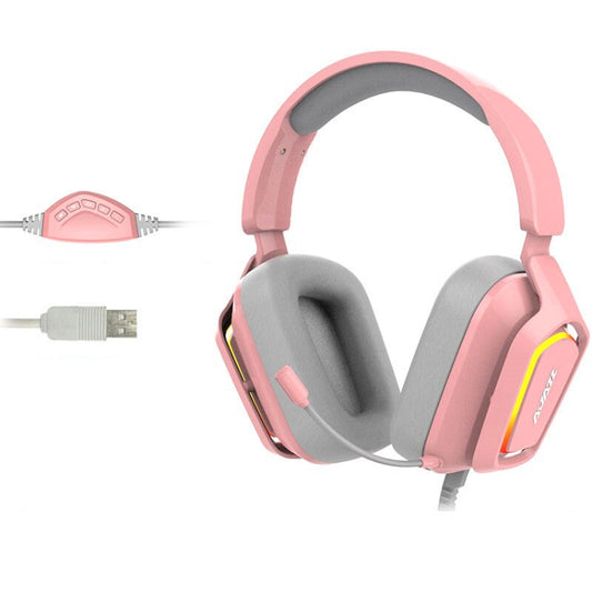 Ajazz AX368 Computer Game Audio Recognition RGB Headset 7.1 Channel Version (Pink) - free shipping - PMC Jewellery - Order now!