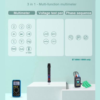 WinAPEX  ET8906  Digital Multimeter Voltage Test Pen Capacitance Meter Diode NVC Tester - free shipping - PMC Jewellery - Order now!