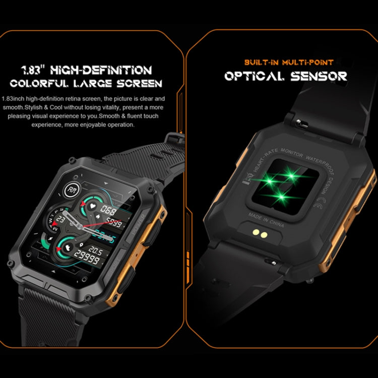1.83 Inch IP68 Water-resistant Bluetooth Call Sports Smart Watch Outdoor Three-Proof Multifunctional Watch(Black)