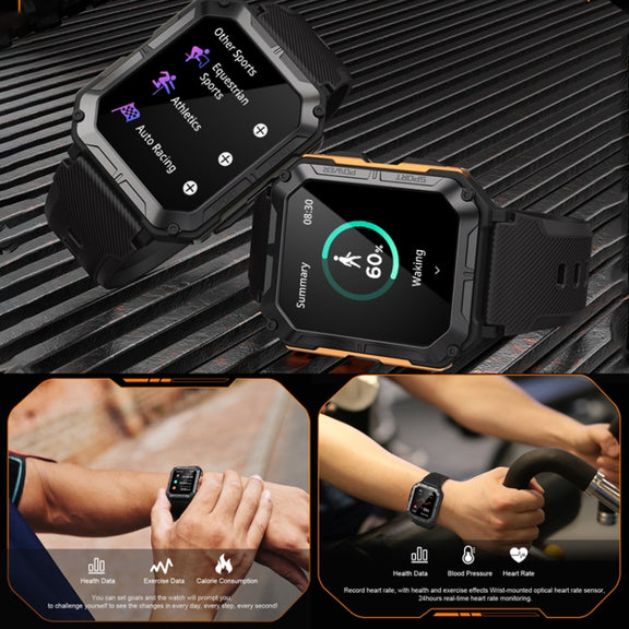 1.83 Inch IP68 Water-resistant Bluetooth Call Sports Smart Watch Outdoor Three-Proof Multifunctional Watch(Orange)