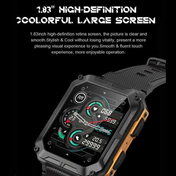 1.83 Inch IP68 Water-resistant Bluetooth Call Sports Smart Watch Outdoor Three-Proof Multifunctional Watch(Black)