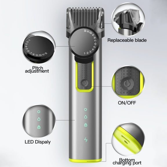 IPX5 Water-resistant Men Multi-Functional Barber 4 In 1 Shaver Nose Hair Set USB Charging Push