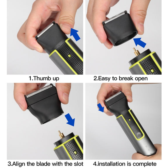 IPX5 Water-resistant Men Multi-Functional Barber 4 In 1 Shaver Nose Hair Set USB Charging Push
