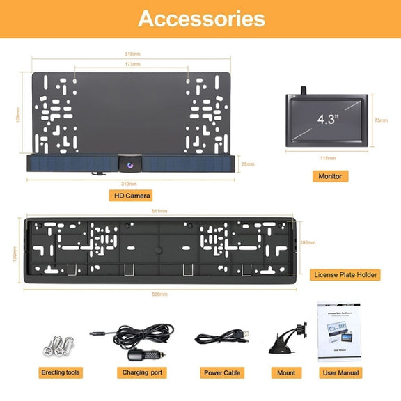 Solar Powered Rear View System Reversing Wireless Transmission Car Camera Display(RC01)