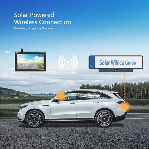 Solar Powered Rear View System Reversing Wireless Transmission Car Camera Display(RC01)