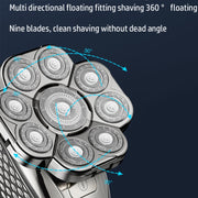 6 In 1 9 Knife Head Multifunctional USB Shaver Full Body Water Washing Shaver Men Hair Bald