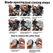 6 In 1 9 Knife Head Multifunctional USB Shaver Full Body Water Washing Shaver Men Hair Bald
