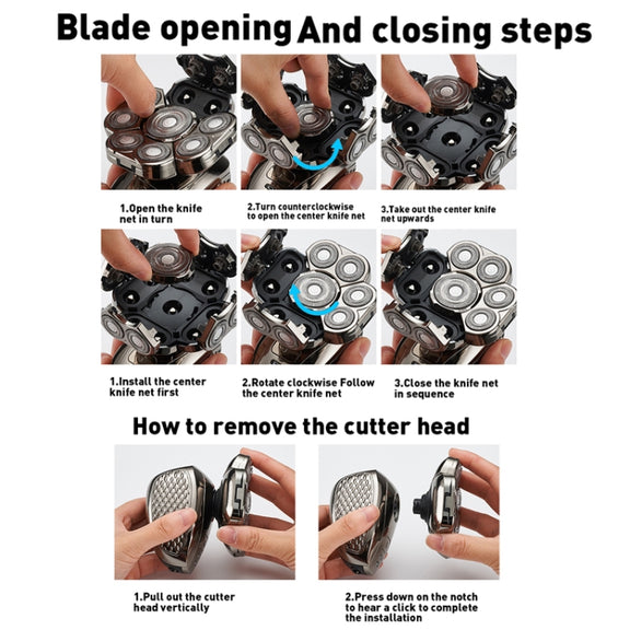 6 In 1 9 Knife Head Multifunctional USB Shaver Full Body Water Washing Shaver Men Hair Bald