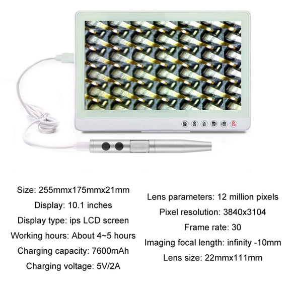 5 Million Digital Electron Microscope Magnifying Dermatoscope, Specification: B008+Z001 Bracket+10 inch Screen