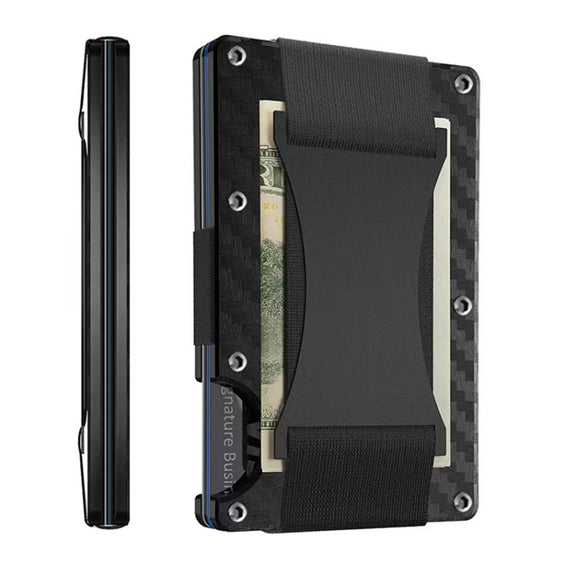 Credit Card Holder Wallets RFID Blocking Slim Metal Card Clip, Color: Carbon Fiber Pattern