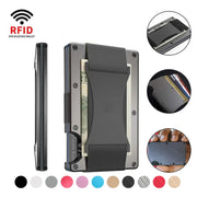 Credit Card Holder Wallets RFID Blocking Slim Metal Card Clip, Color: Coffee