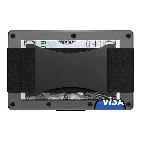 Credit Card Holder Wallets RFID Blocking Slim Metal Card Clip, Color: Red Forging Carbon