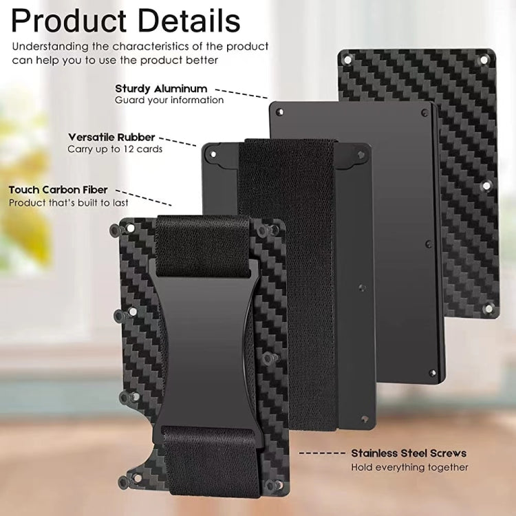 Credit Card Holder Wallets RFID Blocking Slim Metal Card Clip, Color: Real Carbon Fiber (Matte) - free shipping - PMC Jewellery - Order now!