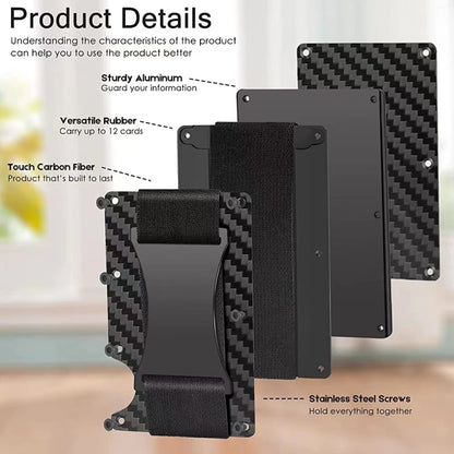 Credit Card Holder Wallets RFID Blocking Slim Metal Card Clip, Color: Real Carbon Fiber (Matte) - free shipping - PMC Jewellery - Order now!