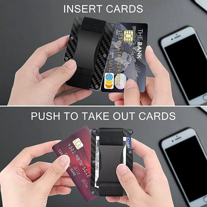 Credit Card Holder Wallets RFID Blocking Slim Metal Card Clip, Color: Real Carbon Fiber (Matte) - free shipping - PMC Jewellery - Order now!