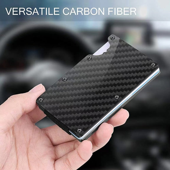 Credit Card Holder Wallets RFID Blocking Slim Metal Card Clip, Color: Blue Forging Carbon
