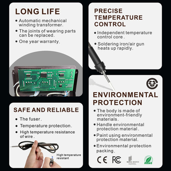 BAKU BA-601C+ Digital Display 2-In-1 Electric Soldering Iron Heat Exchanger Mobile Phone Maintenance Desoldering US Plug 110V