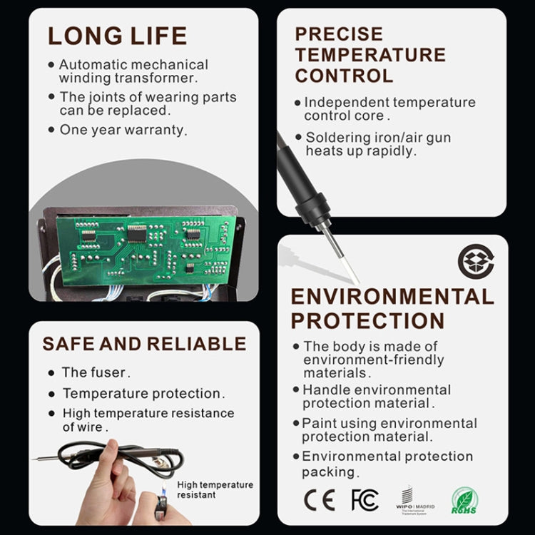 BAKU BA-601C+ Digital Display 2-In-1 Electric Soldering Iron Heat Exchanger Mobile Phone Maintenance Desoldering EU Plug 220V