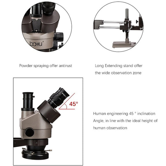 Baku BA-010T Electronic Microscopy Jewelry Appraisal Mobile Phone Circuit Board Repair Jade Magnifying Glass(EU Plug 220V)