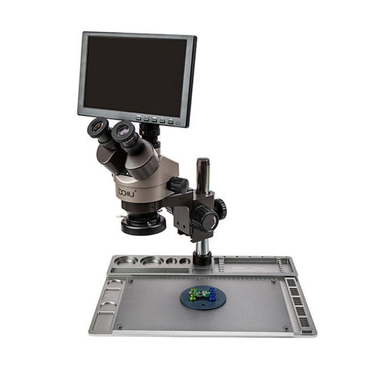 BAKU BA-011 Binomial Electronic Microscope Jewelry Appraisal Mobile Phone Repair With PCB Patch Repair Platform(EU Plug 220V) - free shipping - PMC Jewellery - Order now!