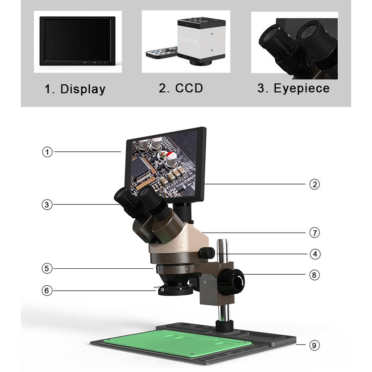 BAKU BA-011 Binomial Electronic Microscope Jewelry Appraisal Mobile Phone Repair With PCB Patch Repair Platform(EU Plug 220V) - free shipping - PMC Jewellery - Order now!
