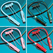 Wireless Hanging Neck Long Battery Life Sports Binaural Bluetooth Headset(Pink OPP Bag)
