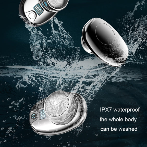 Portable Digital Razor Mini Washable Electric Shaver(Bright Silver)