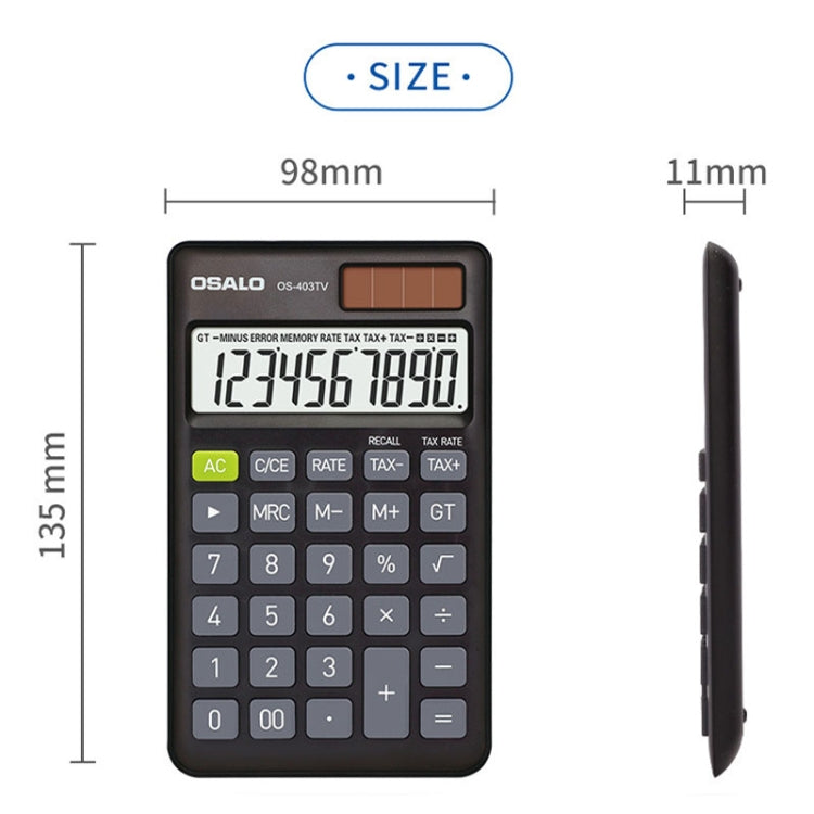 OSALO OS-403TV 10-digit LCD Screen Solar Dual Power Supply Mini Student Desktop Calculator - free shipping - PMC Jewellery - Order now!