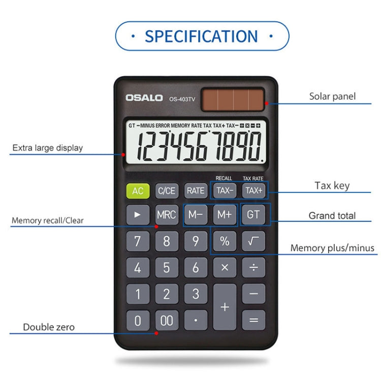 OSALO OS-403TV 10-digit LCD Screen Solar Dual Power Supply Mini Student Desktop Calculator - free shipping - PMC Jewellery - Order now!