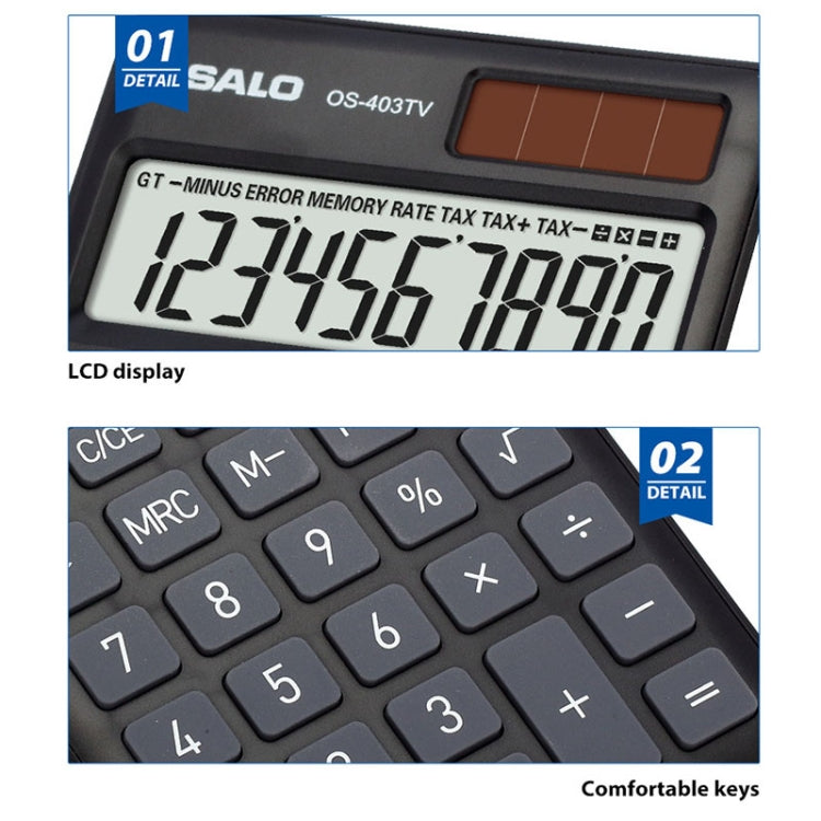OSALO OS-403TV 10-digit LCD Screen Solar Dual Power Supply Mini Student Desktop Calculator - free shipping - PMC Jewellery - Order now!