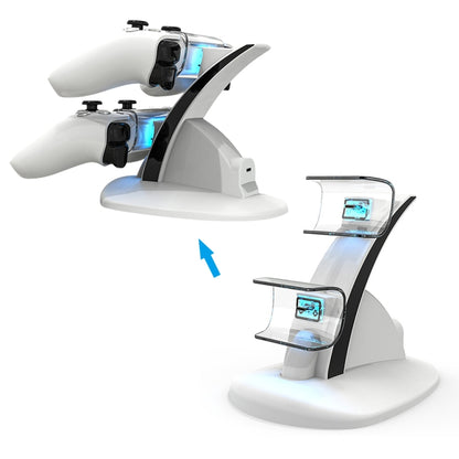 iplay HBP-253 For PS5 Game Wireless Handle Double Charging Base Placement Bracket(White) - free shipping - PMC Jewellery - Order now!