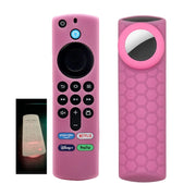 2pcs Remote Control Case For Amazon Fire TV Stick 2021 ALEXA 3rd Gen With Airtag Holder(Luminous Pink)