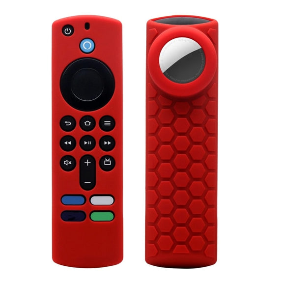 2pcs Remote Control Case For Amazon Fire TV Stick 2021 ALEXA 3rd Gen With Airtag Holder(Red)