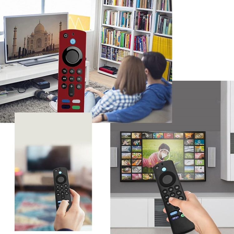 2pcs Remote Control Case For Amazon Fire TV Stick 2021 ALEXA 3rd Gen With Airtag Holder(Luminous Blue)