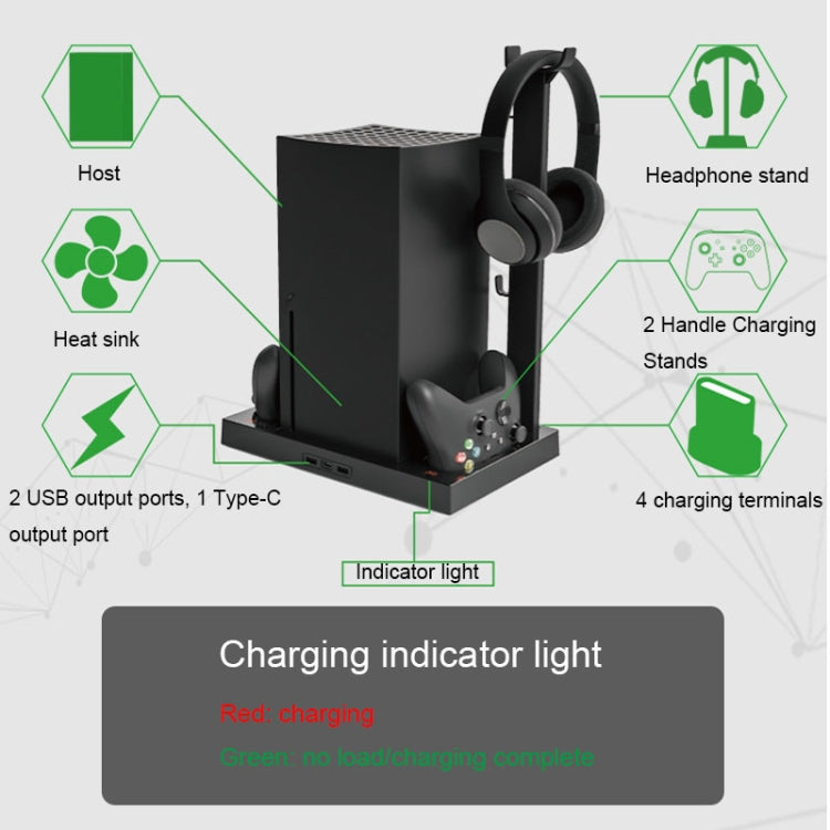 Iplay HBX-274 for Xbox Series X Host Multifunctional Heat Dissipation Base with Gamepad Double Charger(Black) - Charger & Power by iplay | Online Shopping South Africa | PMC Jewellery | Buy Now Pay Later Mobicred
