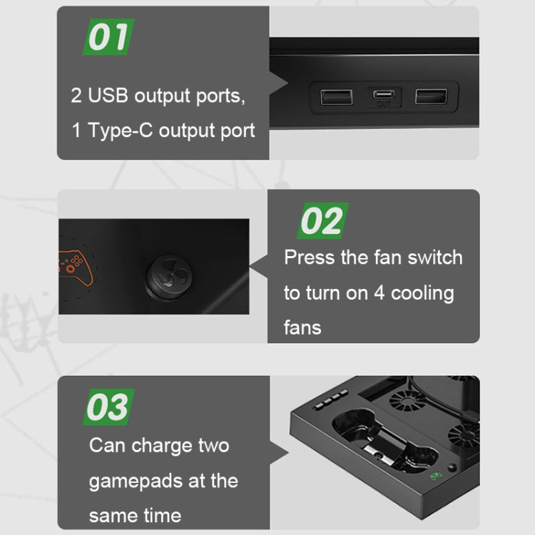Iplay HBX-274 for Xbox Series X Host Multifunctional Heat Dissipation Base with Gamepad Double Charger(Black) - Charger & Power by iplay | Online Shopping South Africa | PMC Jewellery | Buy Now Pay Later Mobicred