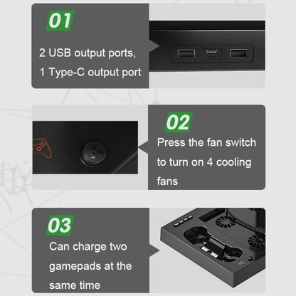 Iplay HBX-274 for Xbox Series X Host Multifunctional Heat Dissipation Base with Gamepad Double Charger(Black) - Charger & Power by iplay | Online Shopping South Africa | PMC Jewellery | Buy Now Pay Later Mobicred
