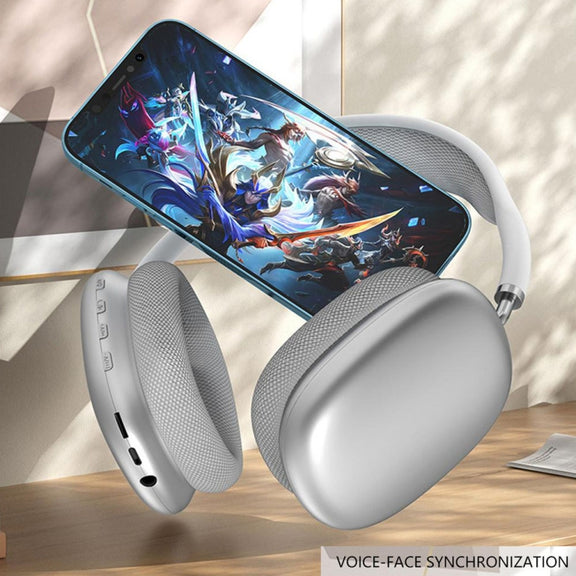 Wireless Bluetooth Headphones Noise Reduction Stereo Gaming Headset(Silver)