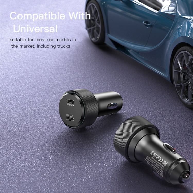 Yesido Y48  60W Car Fast Charger Aluminum Aluminum Double Type-C/USB-C Port Car Charger(Black) - free shipping - PMC TechLife - Order now!
