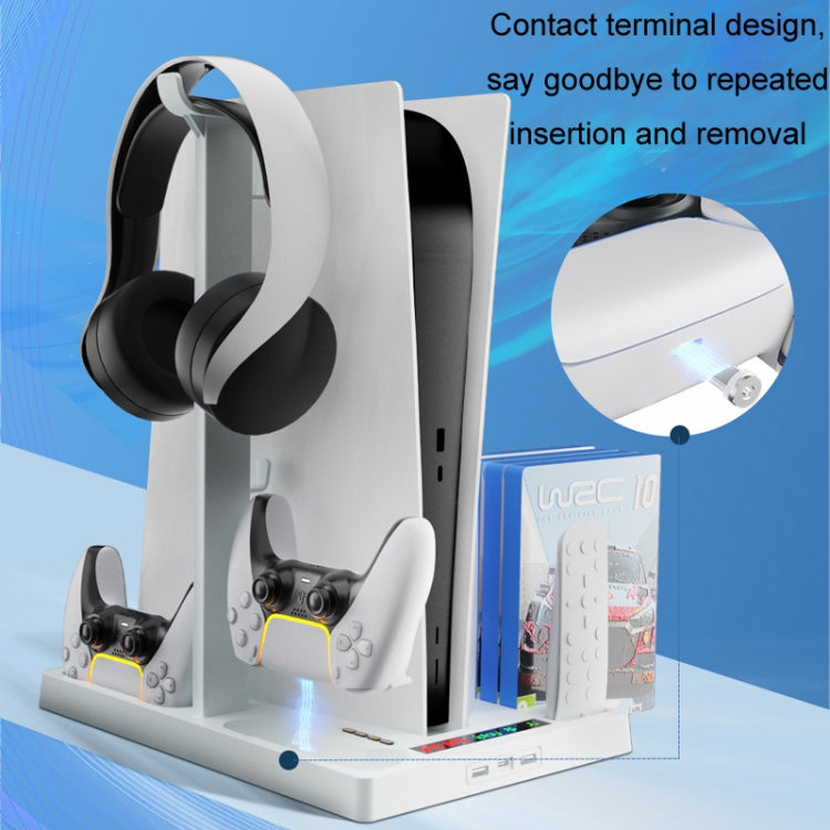 iplay for PS5 Host Cooling Handle Charging Base with Disc Storage Rack(White) - free shipping - PMC Jewellery - Order now!